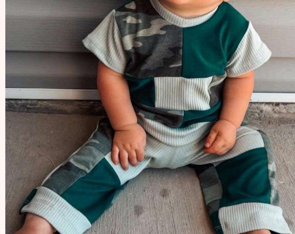 Adult short sleeve Patchwork set