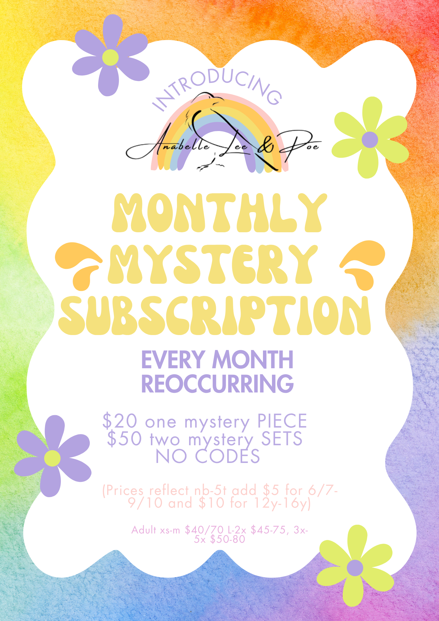 Monthly mystery subscription