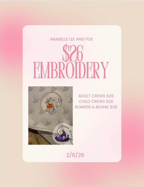 $26 embroidery sale